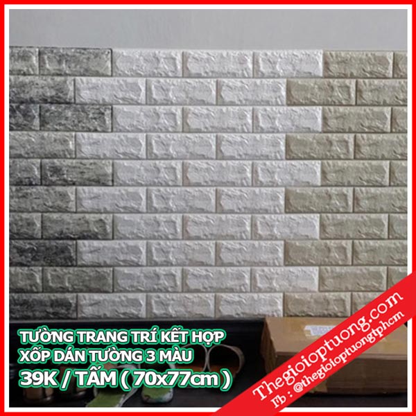 Cửa hàng giấy dán tường rẻ đẹp Tiền Giang - Xốp dán tường gạch