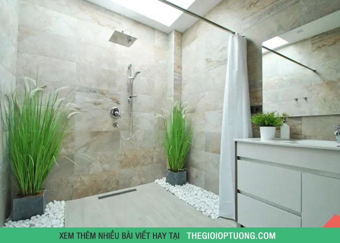 6 kiểu trang trí phòng tắm đẹp với cây xanh tươi mát