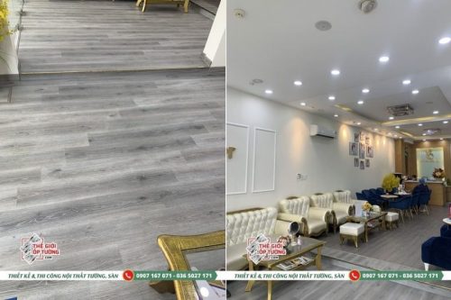 Thi công ốp tường PVC, Sàn nhựa gỗ hèm khóa cho trung tâm nha khoa quận 10 HCM