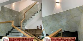 Thi công ốp tường cầu thang lamri, vách ốp cầu thang đẹp quận 12 TPHCM