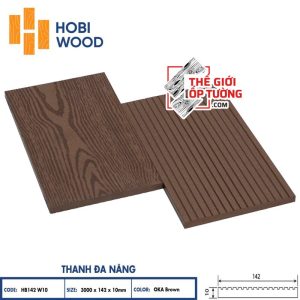 Ốp Gỗ Nhựa Ngoài Trời - Thanh Ốp Đa Năng (3000x142x10mm)