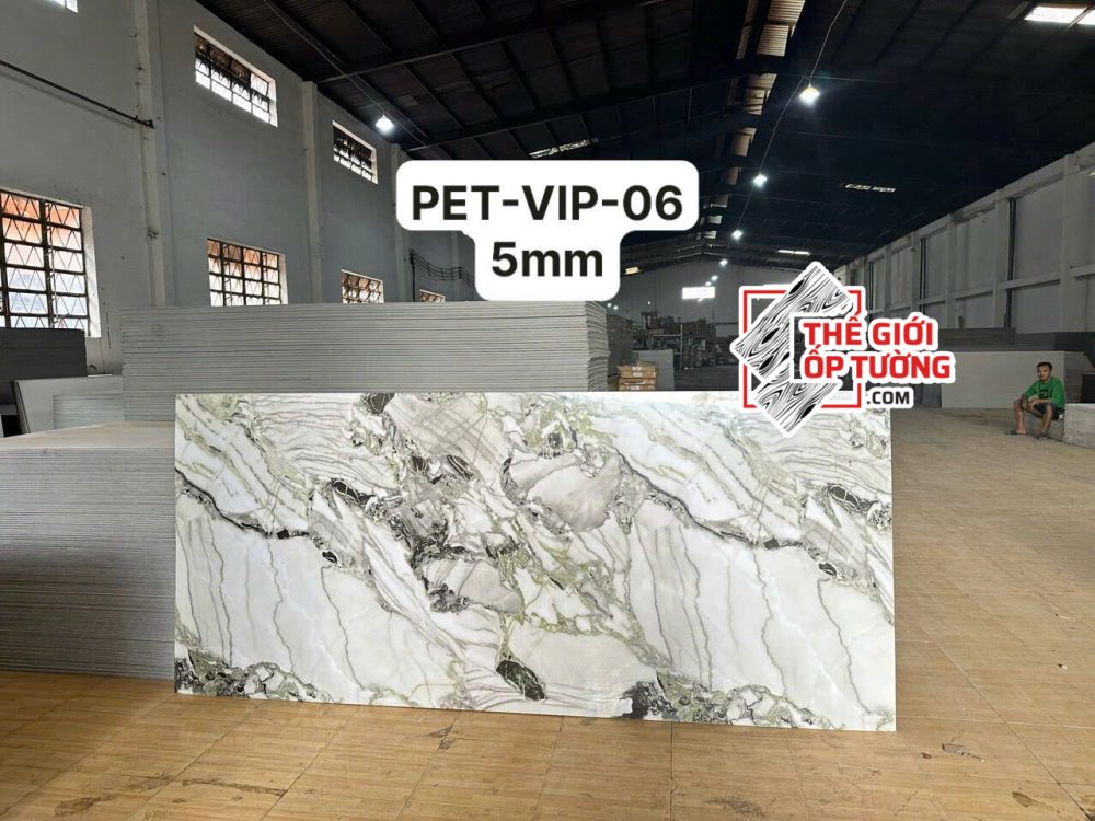 Tấm ốp tường than tre vân đá 5mm PET VIP 06