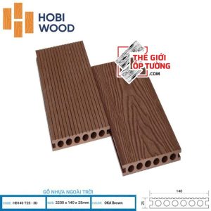 Ốp Gỗ Nhựa Ngoài Trời (2200x140x25mm) - Ốp Lỗ Tròn