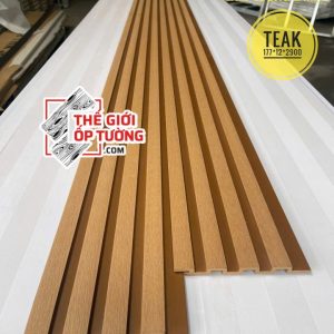 Tấm ốp tường sàn composite ngoài trời - Lam sóng 2 mặt teak