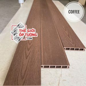 Tấm ốp tường sàn composite ngoài trời - Sàn Lỗ màu coffee