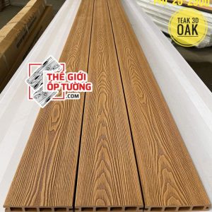 Tấm ốp tường sàn composite ngoài trời - Sàn Lỗ màu oak