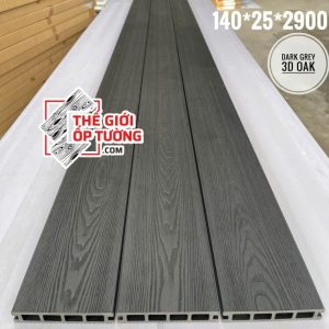 Tấm ốp tường sàn composite ngoài trời - Sàn Lỗ màu darkegrey 3D oak