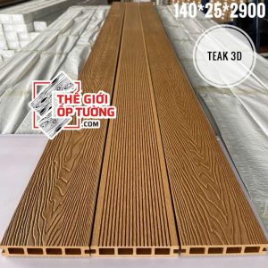 Tấm ốp tường sàn composite ngoài trời - Sàn Lỗ màu teak 3D