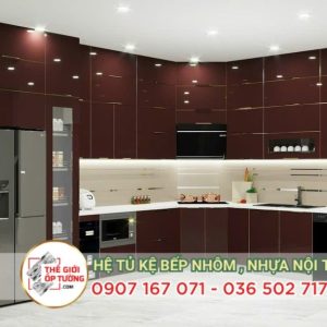 Thi Công Hệ Tủ Kệ Bếp Nhôm Đẹp mẫu 04