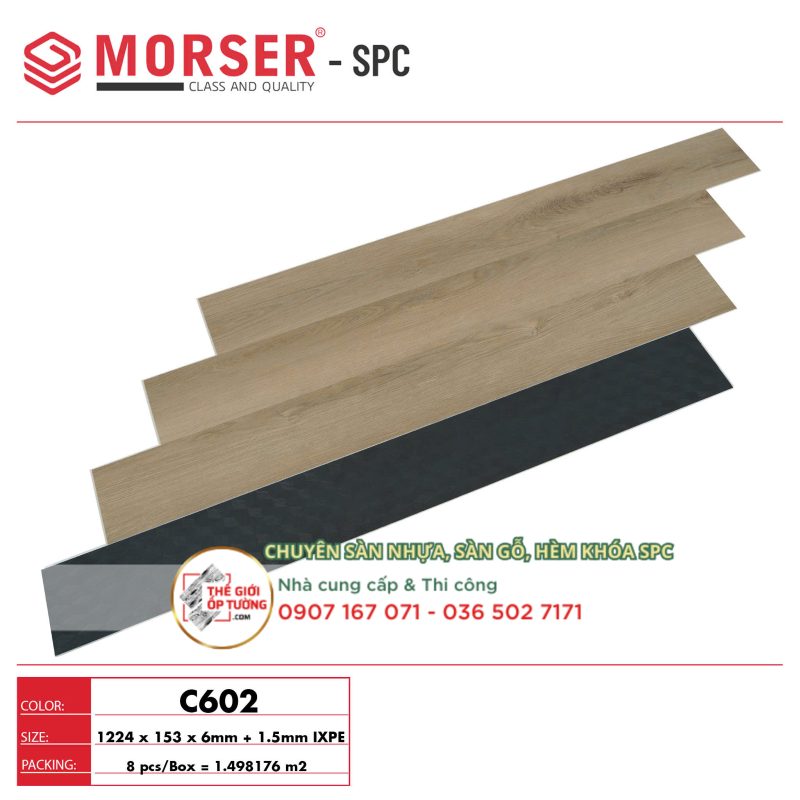 Sàn Gỗ SPC Hèm Khóa Cao Cấp MORSER C602