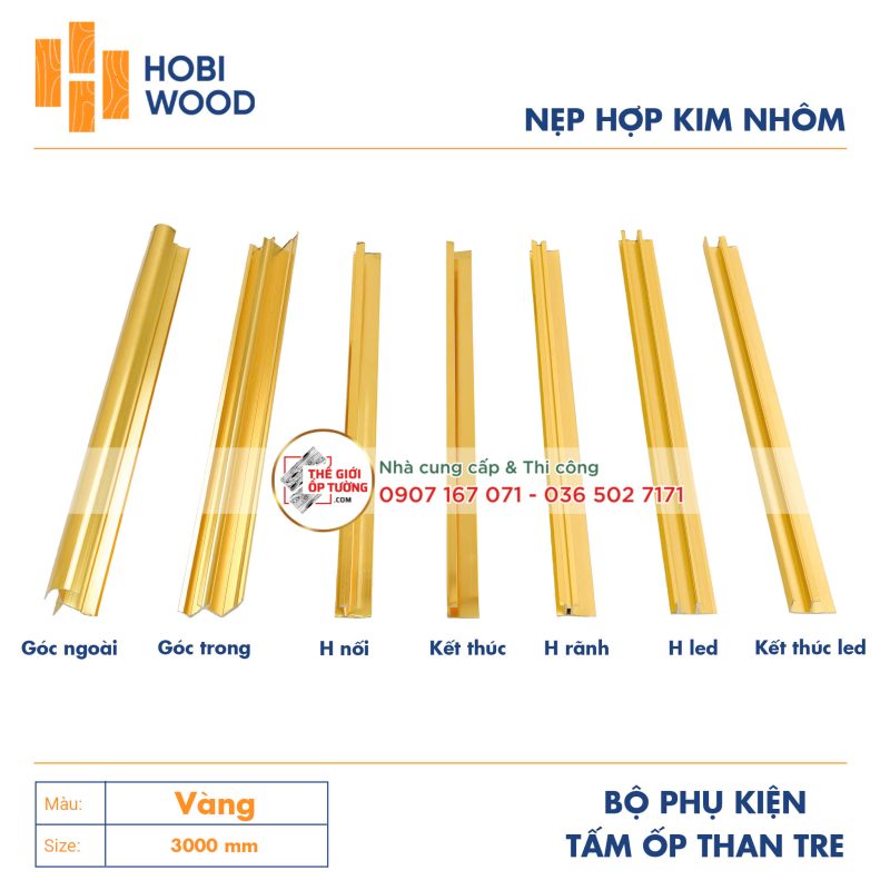 Nẹp Hợp Kim Nhôm - Phụ Kiện Tấm Ốp Than Tre HOBI