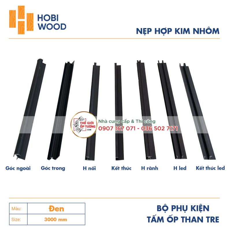 Nẹp Hợp Kim Nhôm - Phụ Kiện Tấm Ốp Than Tre HOBI