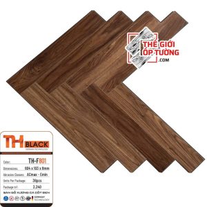 Sàn Gỗ Xương Cá Đức Cốt Đen 8mm cao cấp TH-Black 801
