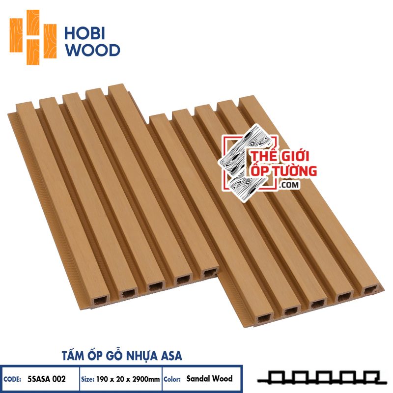 Tấm Ốp Gỗ Nhựa Ngoài Trời ASA HobiWood - Lam 5 sóng