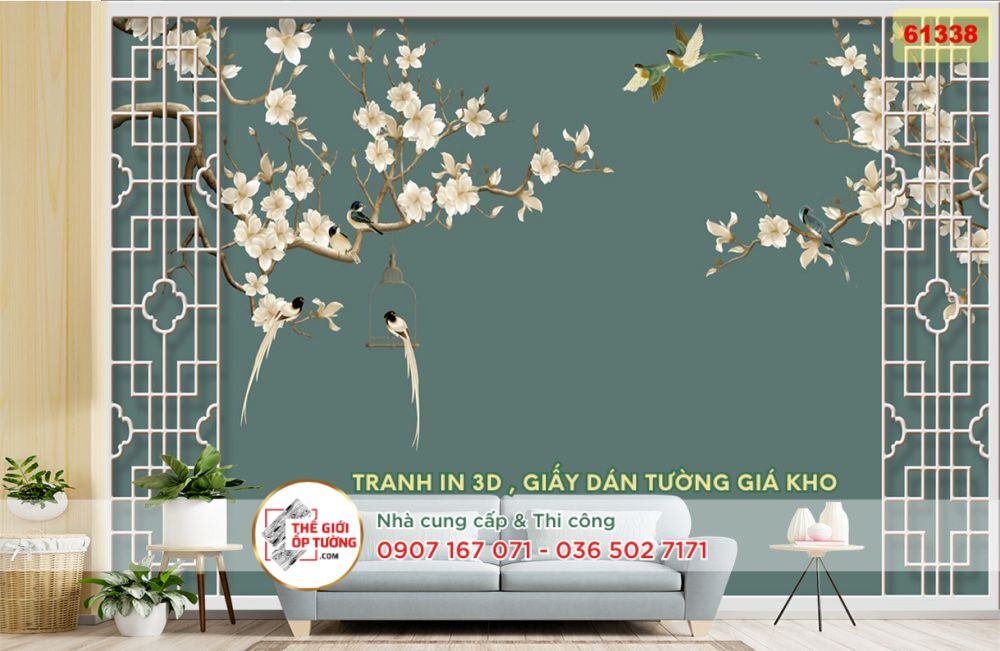 Tranh Dán Tường in 3D phong cách indochine theo yêu cầu 11