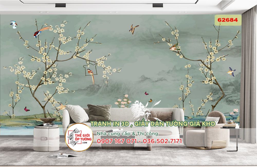 Tranh Dán Tường in 3D phong cách indochine theo yêu cầu 13