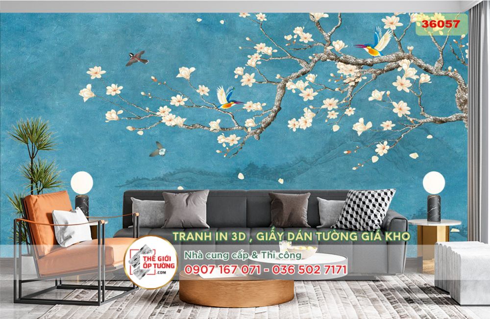 Tranh Dán Tường in 3D phong cách indochine theo yêu cầu 04