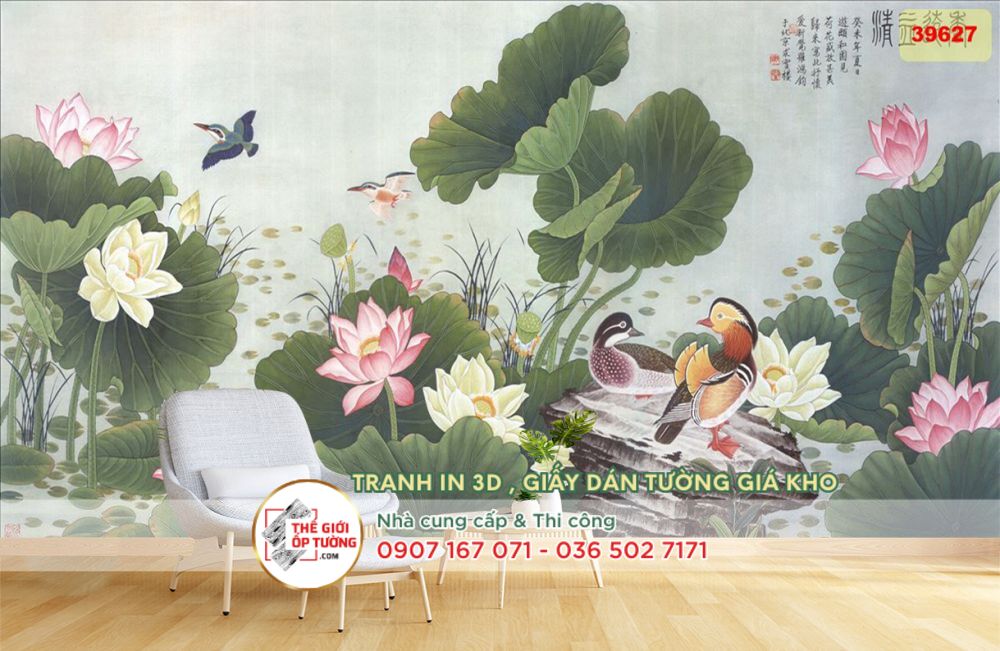 Tranh Dán Tường in 3D phong cách indochine theo yêu cầu 05