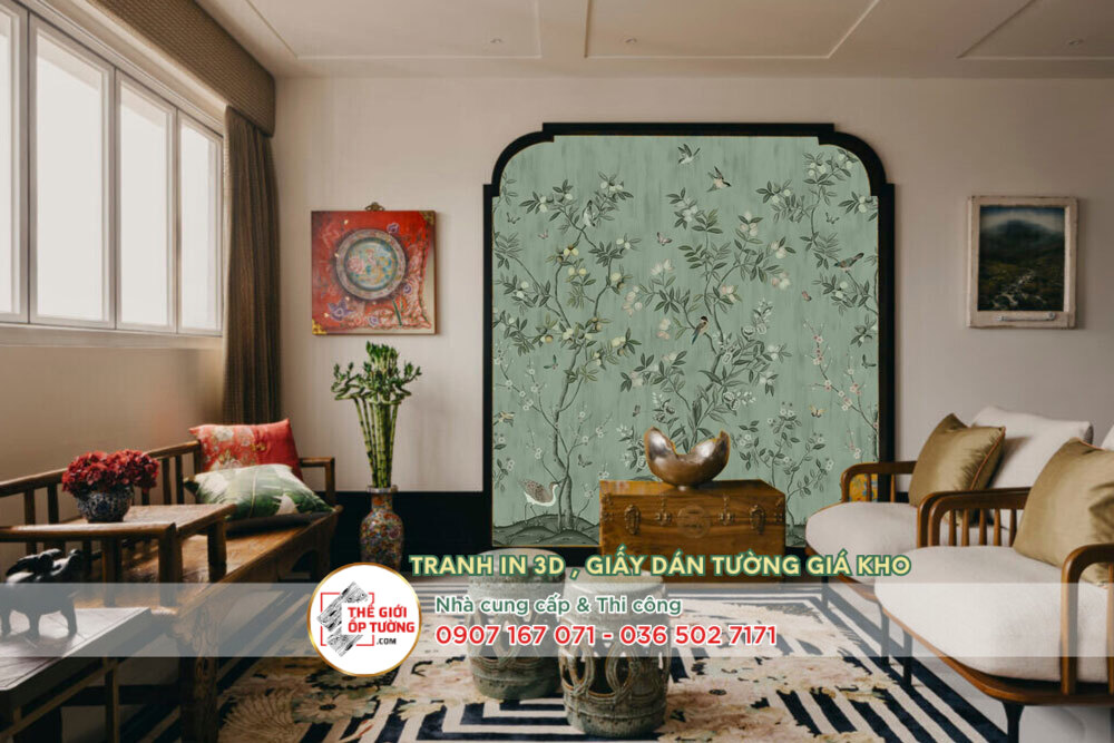 Tranh Dán Tường in 3D phong cách indochine theo yêu cầu 16