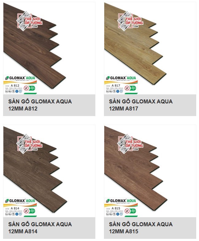Sàn Gỗ Nhựa GLOMAX AQUA 12mm