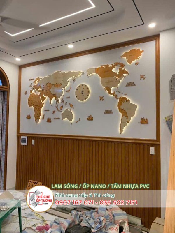 hình các mẫu phối tấm ốp vân đá và lam sóng cho phòng khách đẹp sang trọng