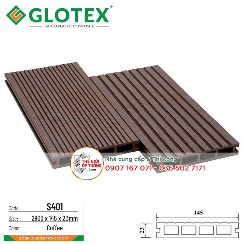 Ốp Gỗ Nhựa Ngoài Trời Glotex - Ốp Lỗ Chữ Nhật