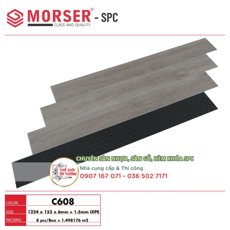 Sàn Gỗ SPC Hèm Khóa Cao Cấp MORSER C608