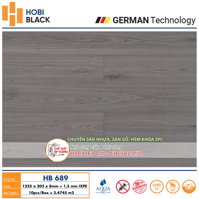 Sàn Gỗ Cốt Đen HOBI Black 689 - công nghệ sàn gỗ Đức