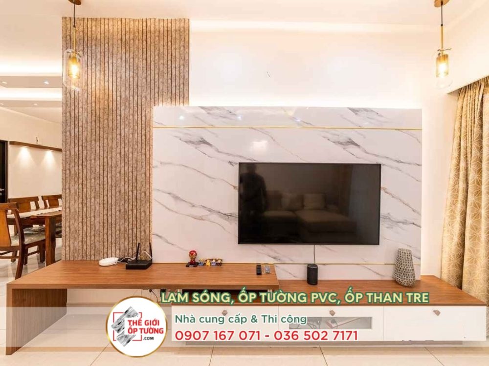 Top 10 cách phối vách ốp tường phòng khách cho nhà đẹp ấn tượng