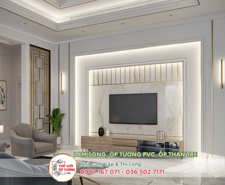 Top 10 cách phối vách ốp tường phòng khách cho nhà đẹp ấn tượng