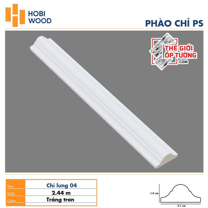 Phào chỉ PS trang trí HOBI - màu trắng trơn