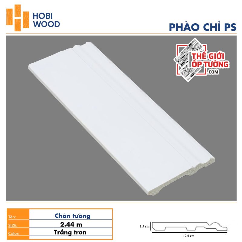 Phào chỉ PS trang trí HOBI - màu trắng trơn
