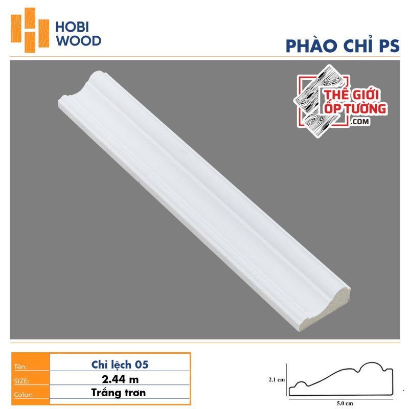 Phào chỉ PS trang trí HOBI - màu trắng trơn