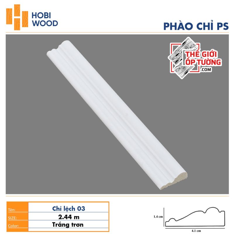 Phào chỉ PS trang trí HOBI - màu trắng trơn