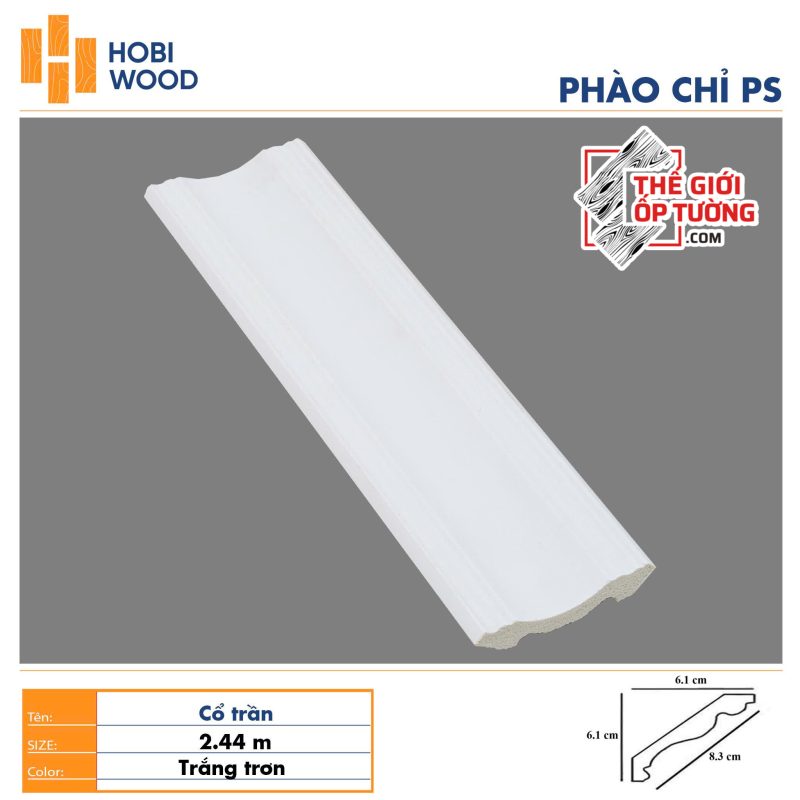 Phào chỉ PS trang trí HOBI - màu trắng trơn