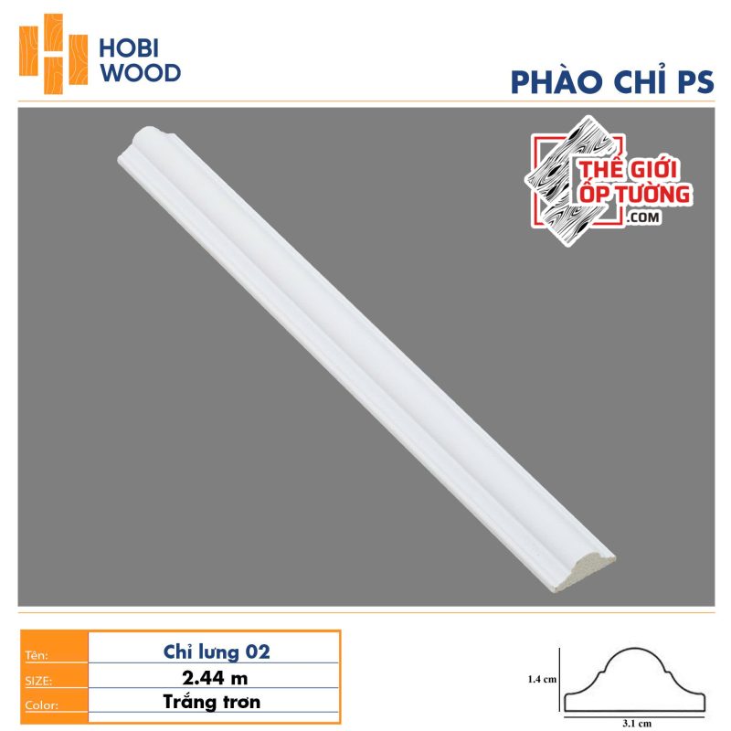 Phào chỉ PS trang trí HOBI - màu trắng trơn