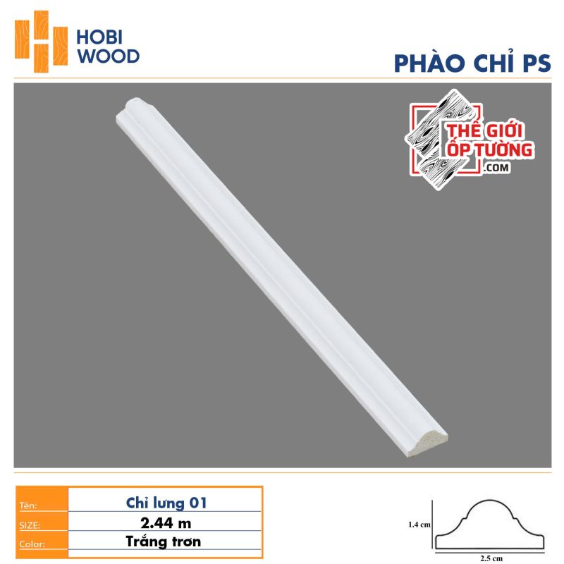 Phào chỉ PS trang trí HOBI - màu trắng trơn
