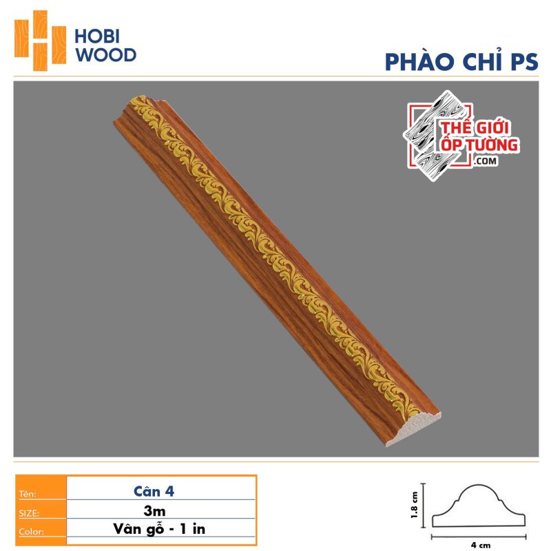 Phào chỉ PS trang trí HOBI - vân gỗ phối vàng