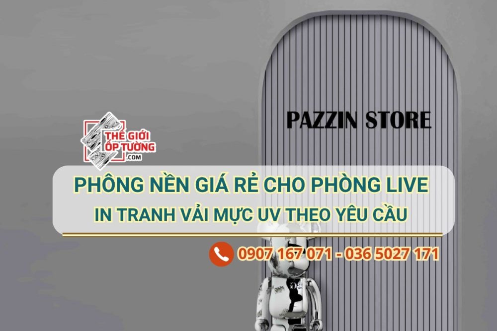 Phông nền livestream, in tranh vải mực UV giá rẻ cho phòng live