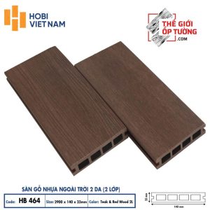 Sàn gỗ nhựa ngoài trời 2 da cao cấp HOBI - sàn lỗ chữ nhật