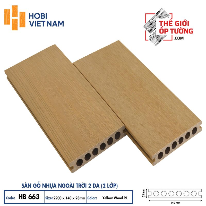 Sàn gỗ nhựa ngoài trời 2 da cao cấp HOBI - sàn lỗ tròn