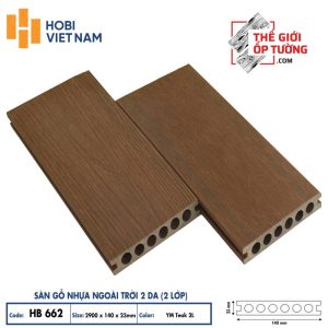 Sàn gỗ nhựa ngoài trời 2 da cao cấp HOBI - sàn lỗ tròn