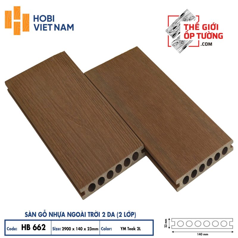 Sàn gỗ nhựa ngoài trời 2 da cao cấp HOBI - sàn lỗ tròn