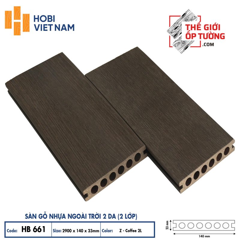 Sàn gỗ nhựa ngoài trời 2 da cao cấp HOBI - sàn lỗ tròn