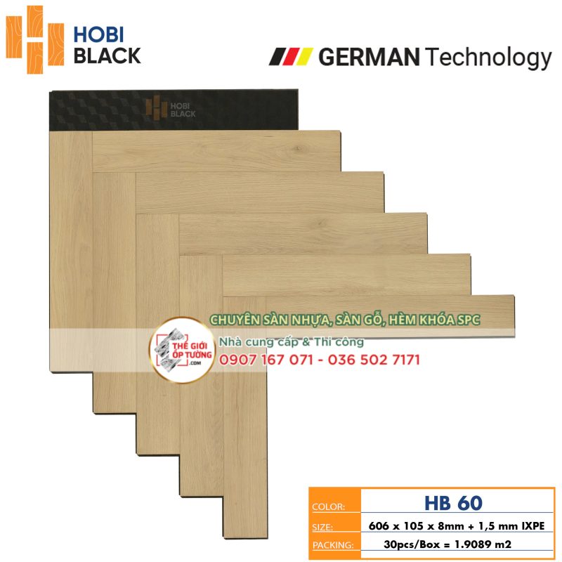 Sàn Gỗ Xương Cá Cốt Đen HOBI Black 60 - sàn gỗ Đức