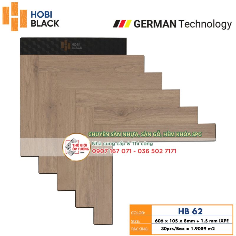 Sàn Gỗ Xương Cá Cốt Đen HOBI Black 62 - sàn gỗ Đức