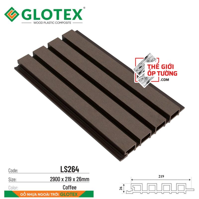 Thanh Ốp Gỗ Nhựa Ngoài Trời Glotex - Thanh lam sóng