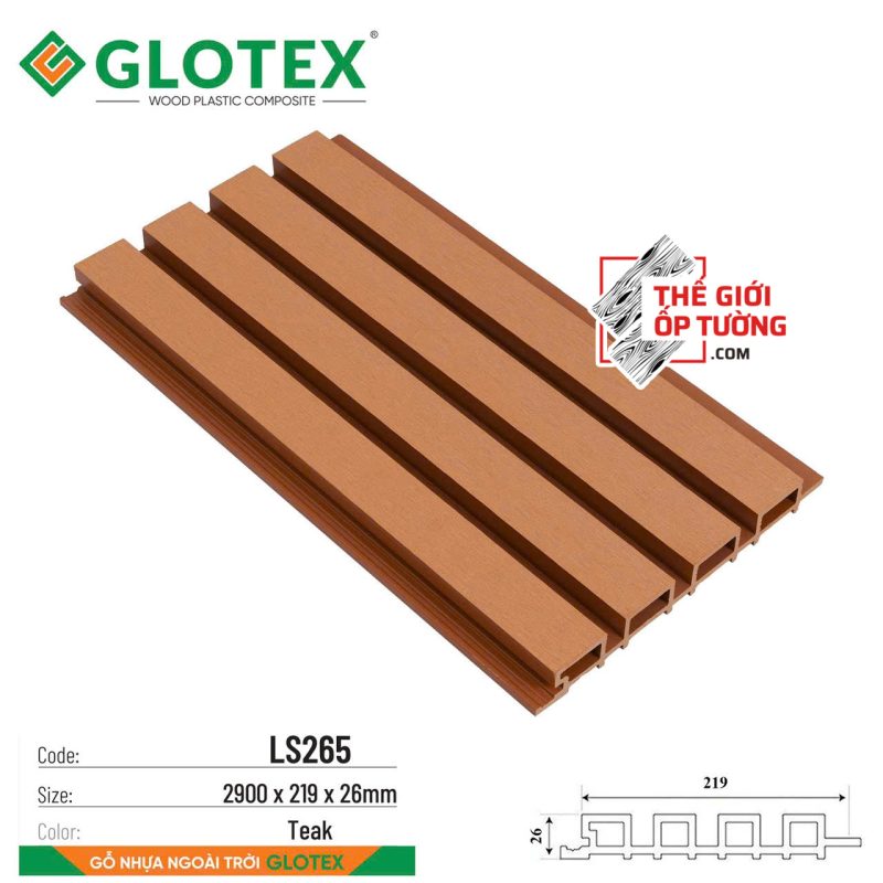 Thanh Ốp Gỗ Nhựa Ngoài Trời Glotex - Thanh lam sóng