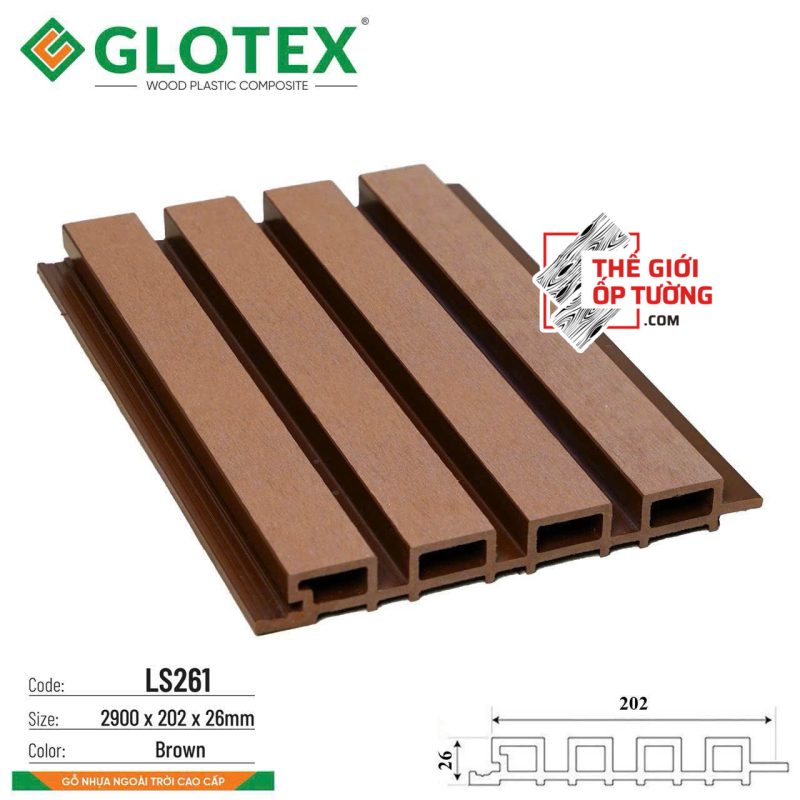 Thanh Ốp Gỗ Nhựa Ngoài Trời Glotex - Thanh lam sóng