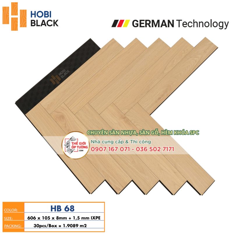 Sàn Gỗ Xương Cá Cốt Đen HOBI Black 68 - sàn gỗ Đức
